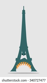 Eiffel tower as soldier character  Bomds instead teeth  France armored response  Anti terrorism relative image  Angry emotions