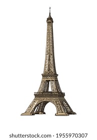 Eiffel Tower from a splash of watercolor, colored drawing, realistic. Vector illustration of paints