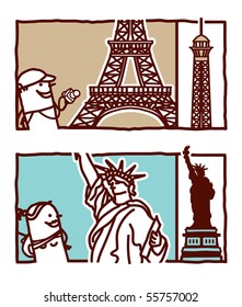 Eiffel Tower & Statue of Liberty