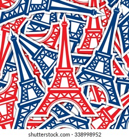 Eiffel Tower sticker card in vector format