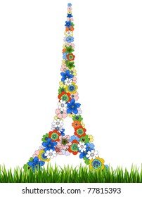 Eiffel tower symbol floral