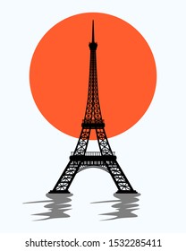 The Eiffel Tower symbolizes France, with the sun behind.