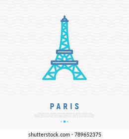 Eiffel tower thin line icon. Modern vector iilustration of landmark.