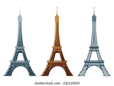 Eiffel tower in three styles.