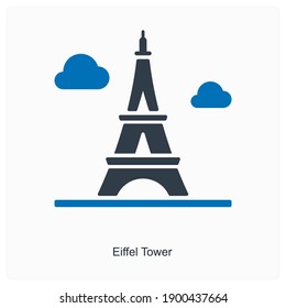 Eiffel tower or tourist attraction icon concept