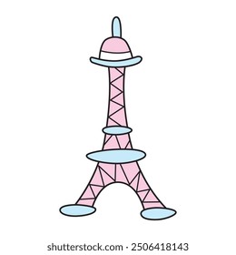 Eiffel tower toy cartoon doodle vector illustration