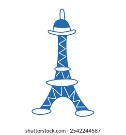 Torre Eiffel brinquedo desenho animado estilo vetor ilustração