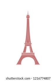 Eiffel Tower travel sticker with famous world sight. Popular European landmark from Paris. Metal construction of France vector illustration isolated.