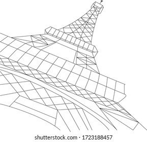 eiffel tower upside down view