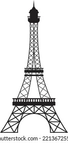 Diseño vectorial de torre Eiffel con colores monocromáticos, adecuado para muchos usos.