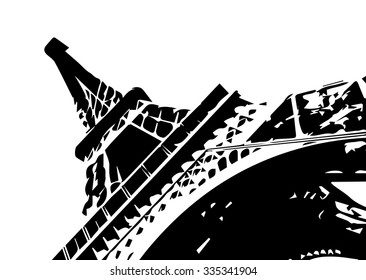 Eiffel tower, vector drawn illustration