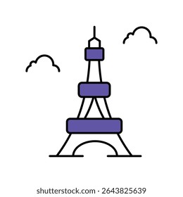 Eiffel Tower Vector Filled outline illustration style icon