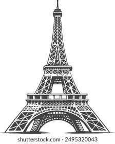 eiffel tower vector hand drawn sketch illustration