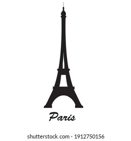 Eiffel Tower vector icon with lines and the inscription Paris isolated on a white background. High quality badge