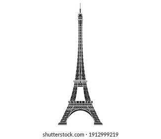 Eiffel Tower vector icon with lines isolated on white background. High quality badge