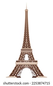 Eiffel Tower vector icon. World famous France tourist attraction symbol. International architectural monument isolated on white background. High quality badge