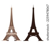 Eiffel Tower vector icons. World famous France tourist attraction symbols. International architectural monument isolated on white background