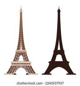 Eiffel Tower vector icons. World famous France tourist attraction symbols. International architectural monument isolated on white background