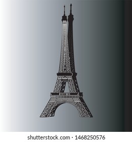Eiffel tower vector illustration, black background
