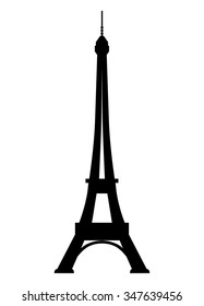 Eiffel tower vector illustration. Black silhouette of eiffel tower on a white background.