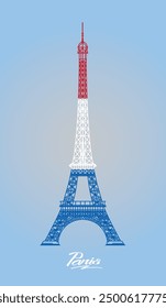 Eiffel tower vector illustration in blue white red