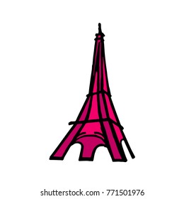 Eiffel tower vector illustration. Doodle style. Design, print, decor, textile, paper