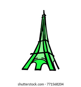 Eiffel tower vector illustration. Doodle style. Design, print, decor, textile, paper