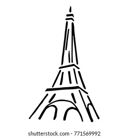 Eiffel tower vector illustration. Doodle style. Design, print, decor, textile, paper