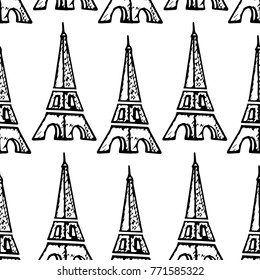 Eiffel tower vector illustration. Doodle style. Design, print, decor, textile, paper