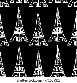 Eiffel tower vector illustration. Doodle style. Design, print, decor, textile, paper