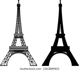 Eiffel tower vector illustration. Famous Paris monument.