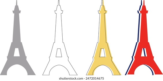 Eiffel Tower Vector illustration France Travel Landmark line art and silhouette of the Eiffel tower