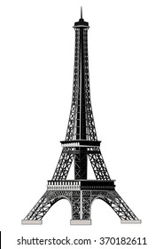 Eiffel Tower, vector illustration. Isolated on white. All levels of the tower are on the isolated layers. 