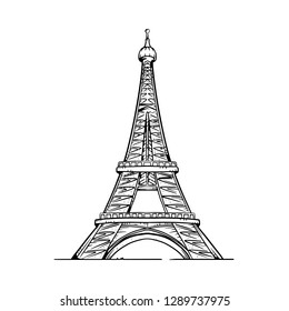 Eiffel Tower vector illustration. Eiffel Tower line drawing