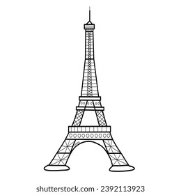 Eiffel Tower. Vector illustration, line art isolated.