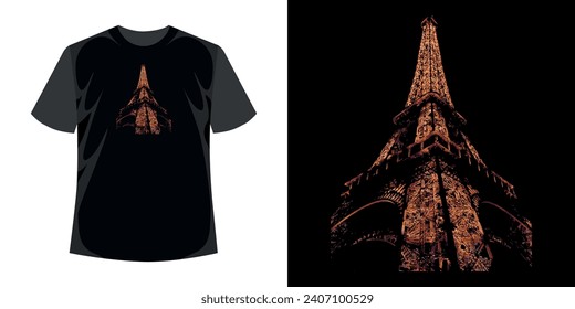 Eiffel Tower vector illustration T-shirt Design