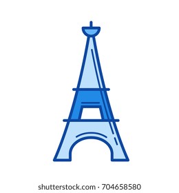 Eiffel tower vector line icon isolated on white background. Eiffel tower line icon for infographic, website or app. Blue icon designed on a grid system.