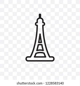 Eiffel tower vector linear icon isolated on transparent background, Eiffel tower transparency concept can be used for web and mobile