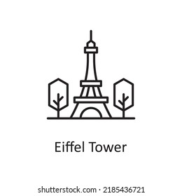Eiffel Tower vector outline Icon Design illustration. Miscellaneous Symbol on White background EPS 10 File