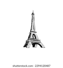 Eiffel tower vector, simple style, black object white background HD resolution, for ornament and symbol