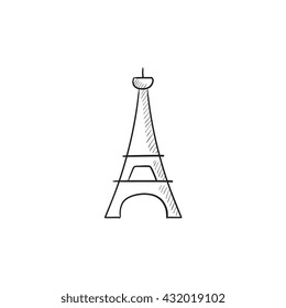 Eiffel Tower vector sketch icon isolated on background. Hand drawn Eiffel Tower icon. Eiffel Tower sketch icon for infographic, website or app.