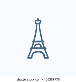 Icono de esbozo vectorial de la Torre Eiffel aislado en el fondo. Icono de la Torre Eiffel dibujado a mano. Icono de bosquejo de la Torre Eiffel para infografía, sitio web o aplicación.