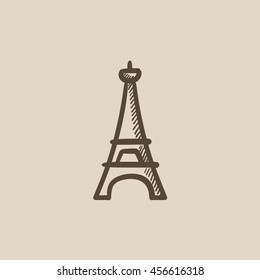 Eiffel Tower vector sketch icon isolated on background. Hand drawn Eiffel Tower icon. Eiffel Tower sketch icon for infographic, website or app.