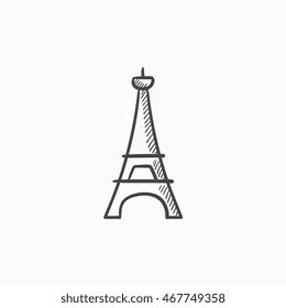 Eiffel Tower vector sketch icon isolated on background. Hand drawn Eiffel Tower icon. Eiffel Tower sketch icon for infographic, website or app.
