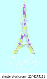 Icono creativo de salpicadura de color vectorial de la Torre Eiffel