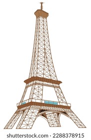 Eiffel Tower with white background Detailed vector,Paris ,France