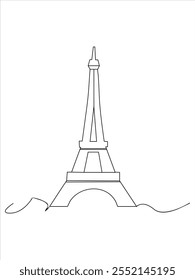 Eiffel tower white and black vector outline,eiffel tower-France.vector illustration.