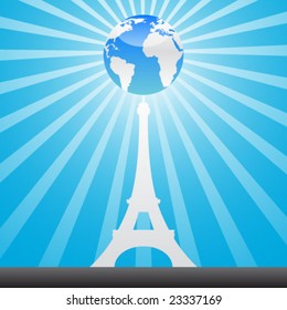 eiffel tower and world globe
