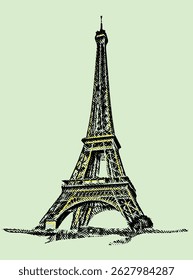 The Eiffel Tower is a wrought-iron lattice tower on the Champ de Mars in Paris, France.