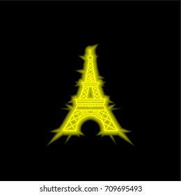 Eiffel tower yellow glowing neon ui ux icon. Glowing sign logo vector